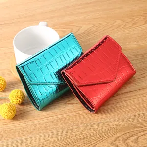 Stylish laser women wallet card holder minimalist fashion PU leather short purse main view