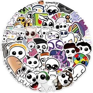 Cute cartoon TBH creature waterproof stickers detailed view for laptop and luggage decor