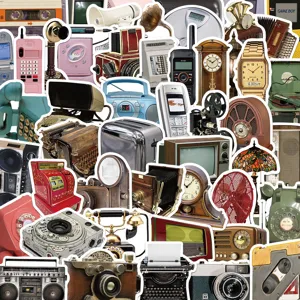 Pegatinas Impermeables Retro de Equipos Electrónicos Calcomanías Vintage para Diario Equipaje Cuaderno