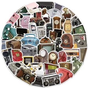 Pegatinas de dispositivos electrónicos vintage retro gadgets impermeables para diario maleta