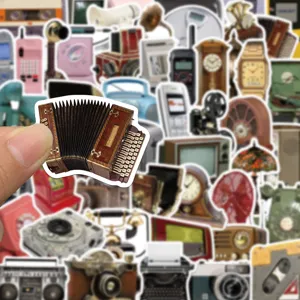 Paquete de pegatinas impermeables retro de equipos electrónicos para la decoración de cuadernos.