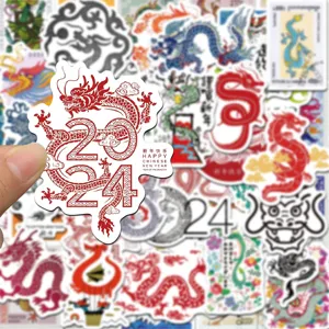 Waterproof dragon stickers 2024 chinese new year decals for phone case laptop skateboard