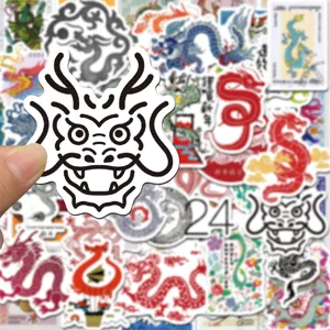 Waterproof dragon stickers pack, cartoon Year of the Dragon vinyl decals for phone suitcase.