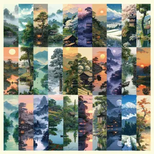 Set of 30 scenic landscape bookmarks featuring beautiful traditional nature art and serene views.