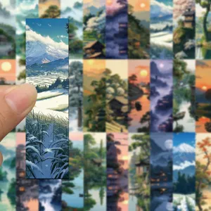 Close-up detail of beautiful landscape bookmark, scenic art design for book reading.