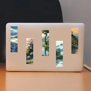Scenic landscape bookmarks featuring beautiful nature art displayed neatly on a laptop.