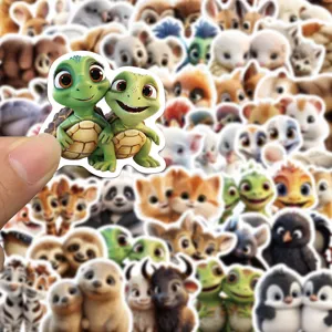 Cute 3D cartoon animal stickers set, waterproof vinyl decal for luggage laptop scrapbooking.