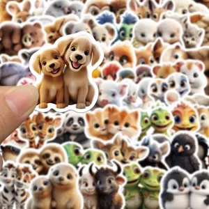 Cute cartoon animal stickers set, 55pcs waterproof journal and luggage decorative decals.