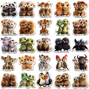 Cute cartoon animal stickers set, waterproof vinyl decal for journal, laptop and luggage decor.