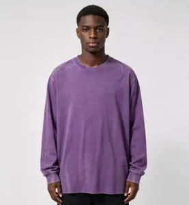 Detailed view of the heavy washed cotton long sleeve t-shirt featuring vintage texture.