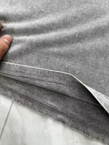 Vintage acid wash snow grey cotton short sleeve t-shirt heavy fabric detail view