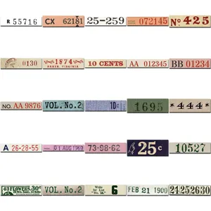Autocollants de billets rétro étiquettes décoratives pour carnet et papeterie 50p