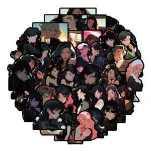 50pcs retro anime girl stickers pack, vintage aesthetic waterproof vinyl stickers for journal laptop