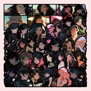 Detailed view of aesthetic retro anime girl stickers, perfect for journal and phone case.