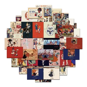 Vintage retro aesthetic collage stickers pack for journal diary scrapbook decoration 64pcs