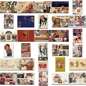 Vintage American magazine journal decorative stickers set for DIY scrapbooking, laptop and water bottle