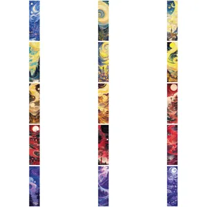 Set of beautiful dream landscape bookmarks featuring starry night artistic illustrations for books.