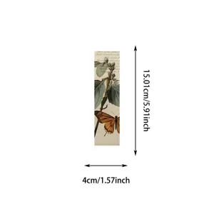 Vintage botanical butterfly bookmark detail showing dimension and artistic floral design.