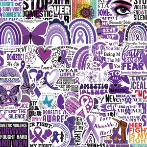 Adesivi Impermeabili di Sensibilizzazione Contro la Violenza Domestica Decalcomanie Graffiti Viola Per Valigia Bottiglia d'Acqua Skateboard Laptop