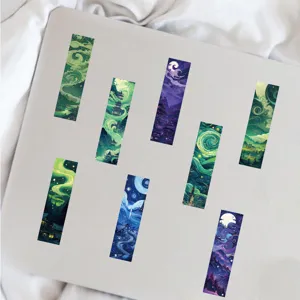 Dreamy landscape scenic bookmarks set, beautiful starry night art bookmarks for books and reading.