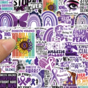 50pz adesivi graffiti impermeabili sensibilizzazione violenza domestica viola per valigia skate
