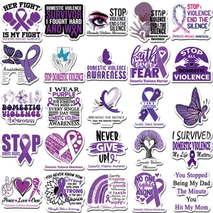 50 pezzi adesivi viola consapevolezza violenza domestica impermeabili vinile per bottiglia laptop