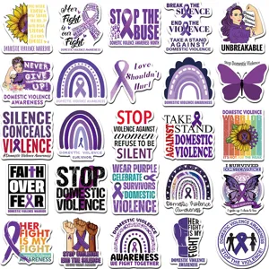 50 Pz Adesivi Viola Sensibilizzazione Violenza Domestica Impermeabili Vinile Skateboard