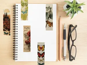 Vintage butterfly bookmarks set, botanical design paper bookmarks for reading gift.