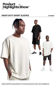 Heavy duty short sleeve men t-shirt casual loose hip hop solid color plain tee top.