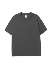 Men solid color loose casual short sleeve t-shirt, comfortable crewneck basic summer top.
