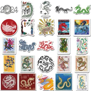 53pcs Year of the Dragon waterproof stickers vintage dragon stamp decals for phone case laptop
