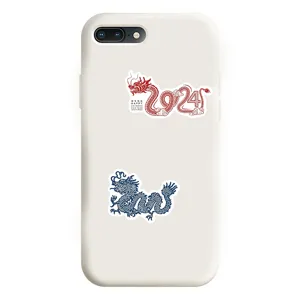 Dragon year vintage cartoon sticker set, waterproof phone case and skateboard decor decal.