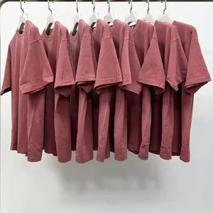 Vintage washed solid color short sleeve t-shirt casual heavy cotton tee top summer basic wear
