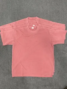 Summer heavy vintage mineral washed plain short sleeve t-shirt basic casual everyday tee top