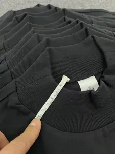 Heavyweight black mock neck short sleeve t-shirt for men, comfortable cotton basic tee.
