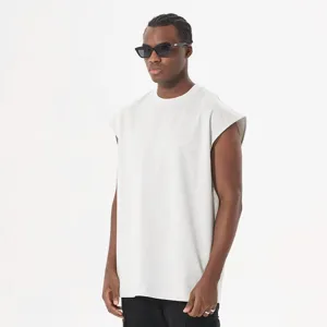 Heavyweight sleeveless muscle tank top for men and women, loose fit casual streetwear.
