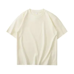 Solid color heavy cotton short sleeve t-shirt, casual loose fit basic tee for men.