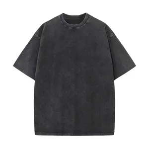 Vintage washed 230g cotton oversized t-shirt, retro casual streetwear for men and women.