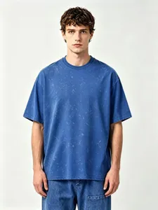 Retro washed snow T-shirt loose dropped shoulder short sleeve top detail view showing texture