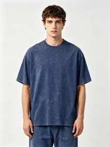 Close-up view of the vintage acid wash cotton t-shirt showing textured fabric and details.