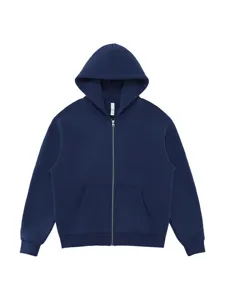 Solid color fleece zip-up hoodie for men and women, casual autumn winter warm outerwear top.