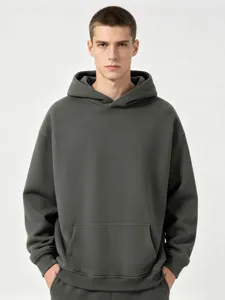 Hommes S Sweat À Capuche Doublé Polaire Hiver Chaud Ample Décontracté Manches Longues Sweat Basique Couleur Unie Haut Streetwear