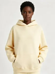 Sweat-shirt à capuche en polaire pour homme, pull molletonné chaud et uni pour automne et hiver.