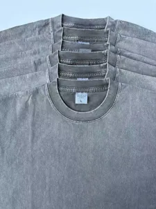 Heavyweight vintage washed solid color short sleeve t-shirt for summer casual wear.