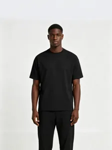Classic black short-sleeve t-shirt for men, comfortable breathable fabric for summer daily wear.