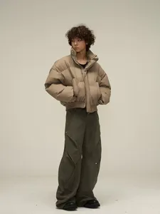 Hombre invierno grueso calido chaqueta plumifero detalle cuello alto casual abrigo 2025
