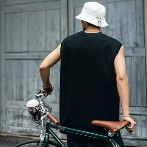 Unisex los mouwloos tanktop, Amerikaanse retro hip-hop stijl zomer basic vest detail weergave.