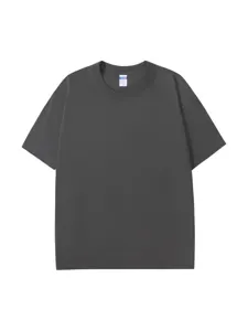 T-shirt à manches courtes unicolore et épaules tombantes vue principale, haut basique.