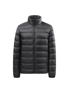 Black winter stand collar down jacket warm casual outerwear for men and women daily wear