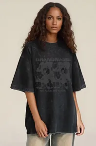 Vintage washed oversized short sleeve t-shirt for men and women, hip hop streetwear style graphic tee.